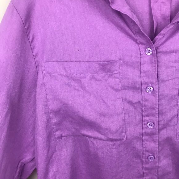 BODEN Purple 100% Linen Pocket Button Down Shirt - Picture 4 of 7